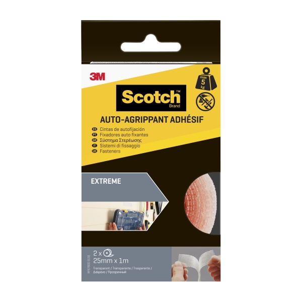 Scotch Extreme Cierres Adhesivos Reposicionables - 25mm x 1 M - Color Transparente Scotch Extreme Cierres Adhesivos Reposicionables - 25mm x 1 M - Color Transparente