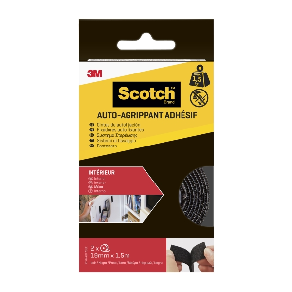 Scotch Cierres Adhesivos Reposicionables - 19mm x 1.5m - Uso en Interior - Color Negro Scotch Cierres Adhesivos Reposicionables - 19mm x 1.5m - Uso en Interior - Color Negro