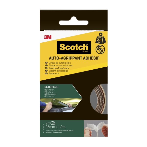 Scotch Cierres Adhesivos Reposicionables - 25mm x 1.2m - Uso en Exterior - Color Transparente Scotch Cierres Adhesivos Reposicionables - 25mm x 1.2m - Uso en Exterior - Color Transparente