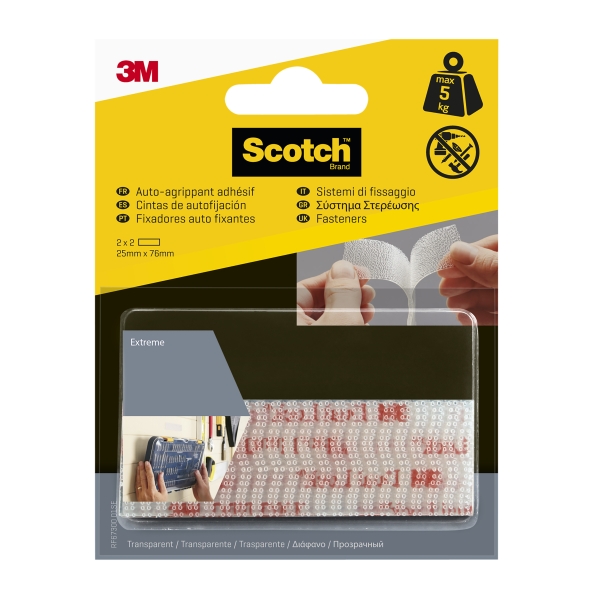Scotch Extreme Pack de 2 Cierres Adhesivos Reposicionables - 25x75mm - Color Transparente Scotch Extreme Pack de 2 Cierres Adhesivos Reposicionables - 25x75mm - Color Transparente