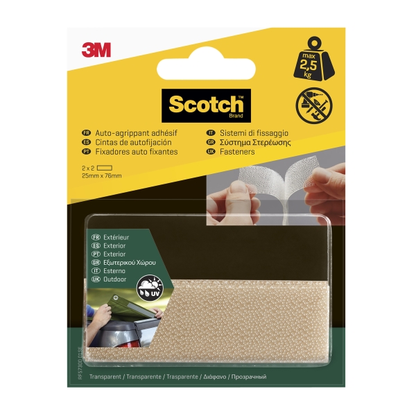 Scotch Pack de 2 Cierres Adhesivos Reposicionables - 25x76mm - Uso en Exterior - Color Transparente Scotch Pack de 2 Cierres Adhesivos Reposicionables - 25x76mm - Uso en Exterior - Color Transparente