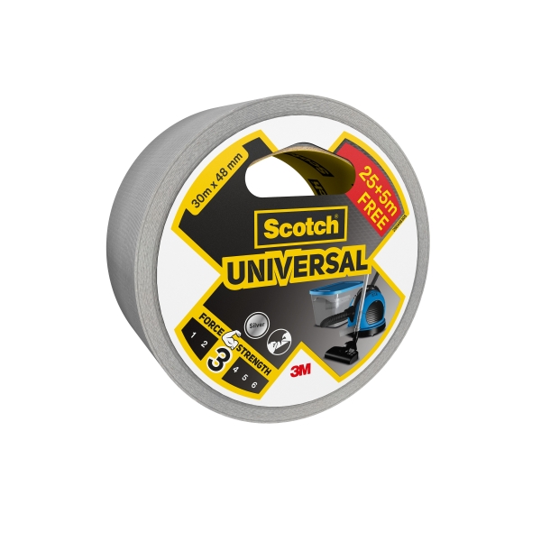 Scotch Universal Cinta Adhesiva Americana - 48mm x 30m - Promocion 25m + 5m Gratis - Color Plata