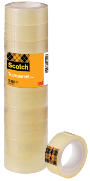 Scotch Pack de 10 Cintas Adhesivas - 15mm x 10m - Color Transparente