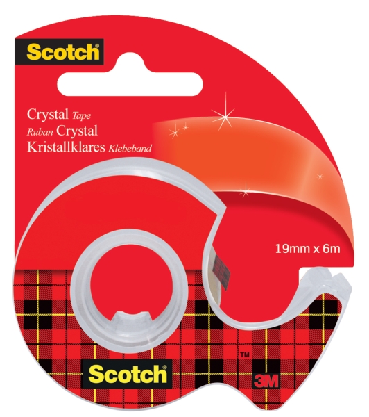 Scotch Crystal Cinta Adhesiva - Incluye Dispensador - 19mm x 6m - Color Transparente