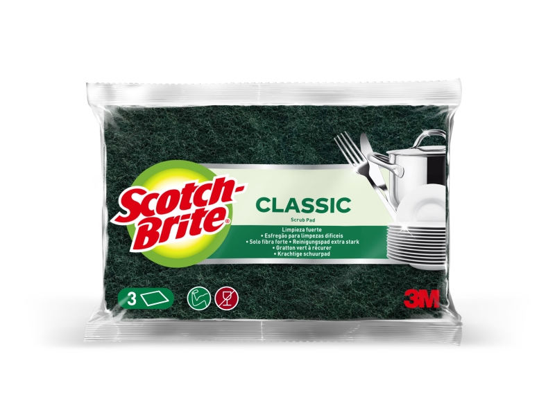 Scotch-Brite Classic Pack de 3 Estropajos de Cocina - Color Verde Oscuro Scotch-Brite Classic Pack de 3 Estropajos de Cocina - Color Verde Oscuro