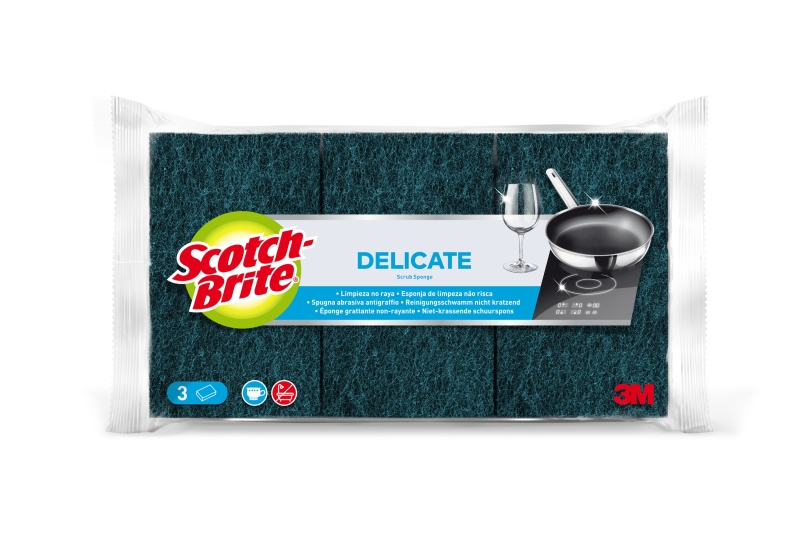 Scotch-Brite Delicate Pack de 3 Estropajos de Cocina - No Raya - Color Verde Oscuro Scotch-Brite Delicate Pack de 3 Estropajos de Cocina - No Raya - Color Verde Oscuro