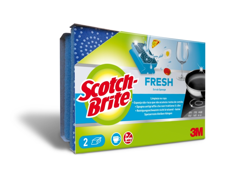 Scotch-Brite Fresh Pack de 2 Estropajos de Cocina - Proteccion para los Dedos - No Raya - Color Azul Scotch-Brite Fresh Pack de 2 Estropajos de Cocina - Proteccion para los Dedos - No Raya - Color Azul