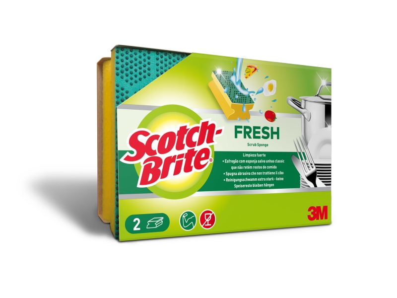 Scotch-Brite Fresh Pack de 2 Estropajos de Cocina - Proteccion para los Dedos - Color Amarillo Scotch-Brite Fresh Pack de 2 Estropajos de Cocina - Proteccion para los Dedos - Color Amarillo