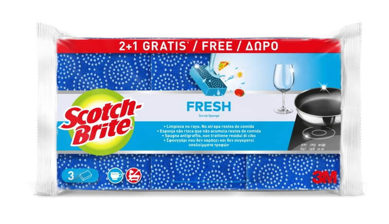 Scotch-Brite Fresh Pack de 3 Estropajos de Cocina - Promocion 2 + 1 Gratis - No Raya - Color Morado Scotch-Brite Fresh Pack de 3 Estropajos de Cocina - Promocion 2 + 1 Gratis - No Raya - Color Morado