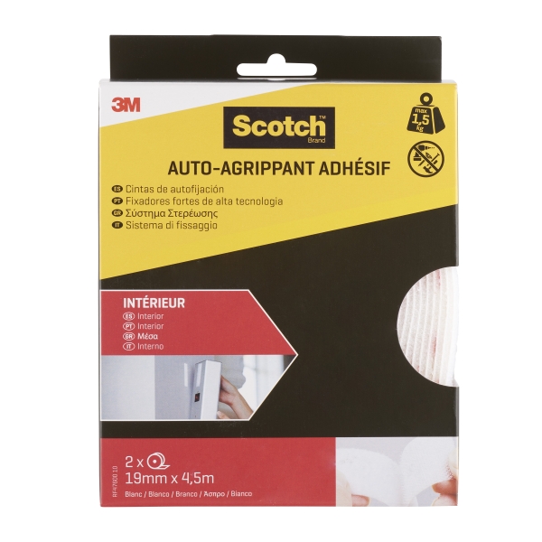Scotch Cierres Adhesivos Reposicionables - 19mm x 4.5m - Uso en Interior - Color Blanco Scotch Cierres Adhesivos Reposicionables - 19mm x 4.5m - Uso en Interior - Color Blanco