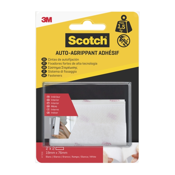 Scotch Pack de 2 Cierres Adhesivos Reposicionables - 19x76mm - Uso en Interior - Color Blanco Scotch Pack de 2 Cierres Adhesivos Reposicionables - 19x76mm - Uso en Interior - Color Blanco