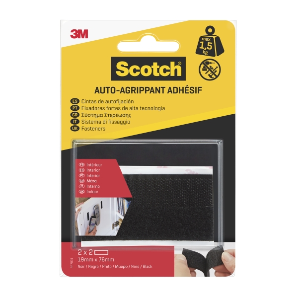 Scotch Pack de 2 Cierres Adhesivos Reposicionables - 19x76mm - Uso en Interior - Color Negro Scotch Pack de 2 Cierres Adhesivos Reposicionables - 19x76mm - Uso en Interior - Color Negro