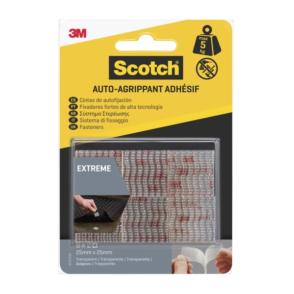 Scotch Extreme Pack de 6 Cierres Adhesivos Reposicionables - 25x25mm - Color Transparente Scotch Extreme Pack de 6 Cierres Adhesivos Reposicionables - 25x25mm - Color Transparente
