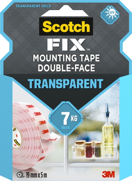 Scotch-Fix Cinta de Montaje de Doble Cara Transparente - 19mm x 5m - Color Transparente Scotch-Fix Cinta de Montaje de Doble Cara Transparente - 19mm x 5m - Color Transparente