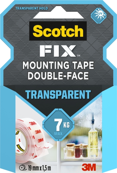 Scotch-Fix Cinta de Montaje de Doble Cara Transparente - 19mm x 1.5m - Color Transparente Scotch-Fix Cinta de Montaje de Doble Cara Transparente - 19mm x 1.5m - Color Transparente