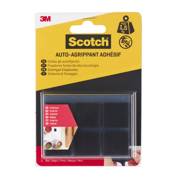 Scotch Pack de 12 Cierres Adhesivos Reposicionables - 22x22mm - Uso en Interior - Color Negro Scotch Pack de 12 Cierres Adhesivos Reposicionables - 22x22mm - Uso en Interior - Color Negro