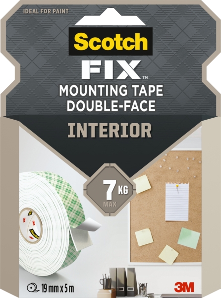 Scotch-Fix Cinta de Montaje para Interior de Doble Cara - 19mm x 5m - Color Blanco Scotch-Fix Cinta de Montaje para Interior de Doble Cara - 19mm x 5m - Color Blanco