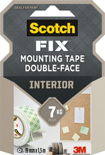 Scotch-Fix Cinta de Montaje para Interior de Doble Cara - 19 mm x 1.5m - Color Blanco Scotch-Fix Cinta de Montaje para Interior de Doble Cara - 19 mm x 1.5m - Color Blanco