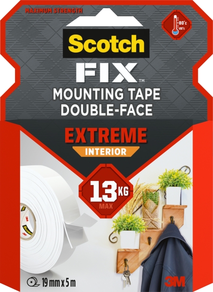 Scotch-Fix Cinta de Montaje para Interior Extremo de Doble Cara - 19mm x 5m - Color Blanco Scotch-Fix Cinta de Montaje para Interior Extremo de Doble Cara - 19mm x 5m - Color Blanco