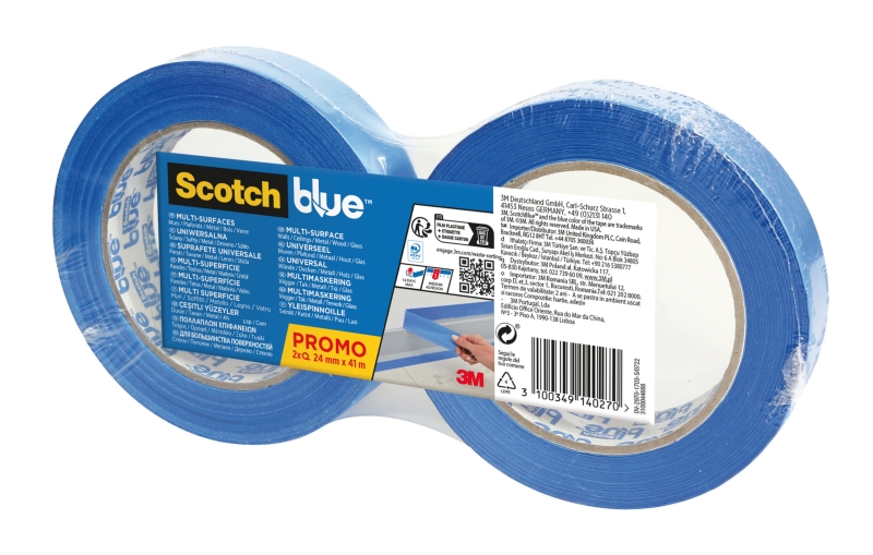 Scotchblue Pack de 2 Cintas de Enmascarar - 24mm x 41m - 100% PEFC - Multisuperficie - Color Azul Scotchblue Pack de 2 Cintas de Enmascarar - 24mm x 41m - 100% PEFC - Multisuperficie - Color Azul