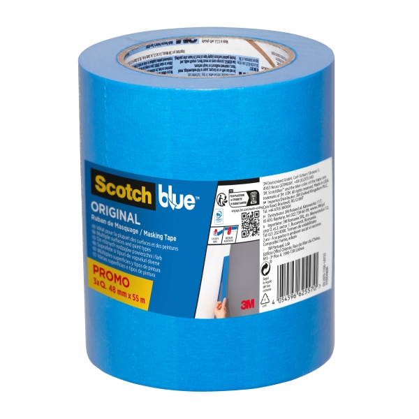 Scotchblue Original Pack de 3 Cintas de Enmascarar - 48mm x 55m - 100% PEFC - Multisuperficie - Color Azul Scotchblue Original Pack de 3 Cintas de Enmascarar - 48mm x 55m - 100% PEFC - Multisuperficie - Color Azul