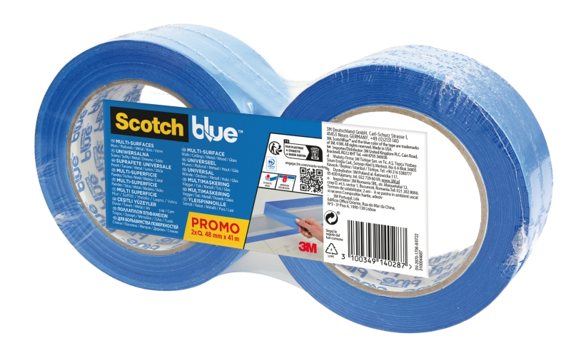 Scotchblue Pack de 2 Cintas de Enmascarar - 48mm x 41m - 100% PEFC - Multisuperficie - Color Azul Scotchblue Pack de 2 Cintas de Enmascarar - 48mm x 41m - 100% PEFC - Multisuperficie - Color Azul