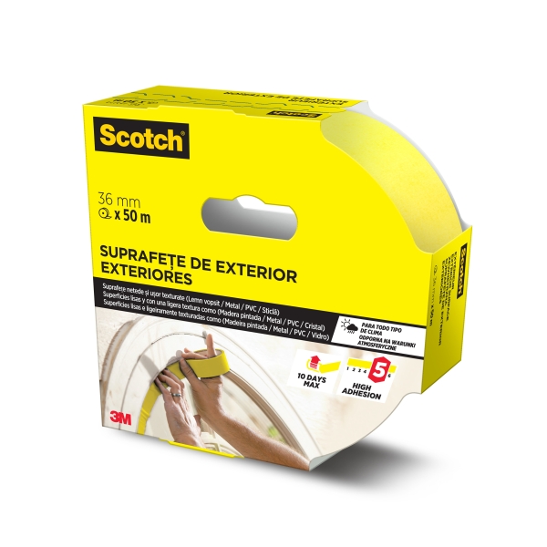 Scotch Cinta de Enmascarar - 36mm x 50m - Uso en Exterior - Color Amarillo Scotch Cinta de Enmascarar - 36mm x 50m - Uso en Exterior - Color Amarillo