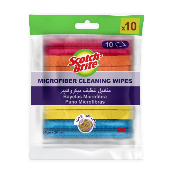 Scotch-Brite Pack de 10 Bayetas de Microfibra Multiusos - 31x29cm - Colores Surtidos Scotch-Brite Pack de 10 Bayetas de Microfibra Multiusos - 31x29cm - Colores Surtidos