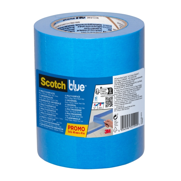 Scotchblue Pack de 3 Cintas de Enmascarar - 48mm x 41m - 100% PEFC - Multisuperficie - Color Azul Scotchblue Pack de 3 Cintas de Enmascarar - 48mm x 41m - 100% PEFC - Multisuperficie - Color Azul
