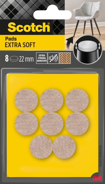 Scotch Pack de 8 Almohadillas de Fieltro Adhesivas - Extra Suaves - Diametro de 22mm - Color Beige Scotch Pack de 8 Almohadillas de Fieltro Adhesivas - Extra Suaves - Diametro de 22mm - Color Beige