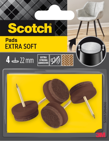 Scotch Pack de 4 Almohadillas de Fieltro con Clavo - Extrasuaves - Diametro de 22mm - Color Marron Scotch Pack de 4 Almohadillas de Fieltro con Clavo - Extrasuaves - Diametro de 22mm - Color Marron