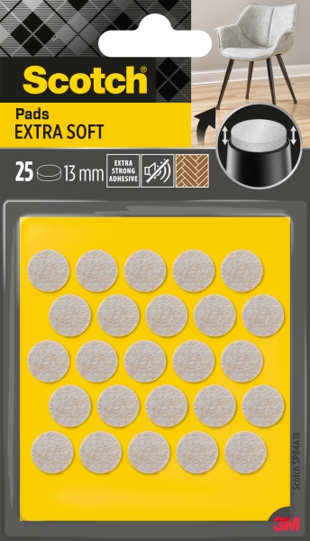 Scotch Pack de 25 Almohadillas de Fieltro Adhesivas - Extra Suaves - Diametro de 13mm - Color Beige Scotch Pack de 25 Almohadillas de Fieltro Adhesivas - Extra Suaves - Diametro de 13mm - Color Beige