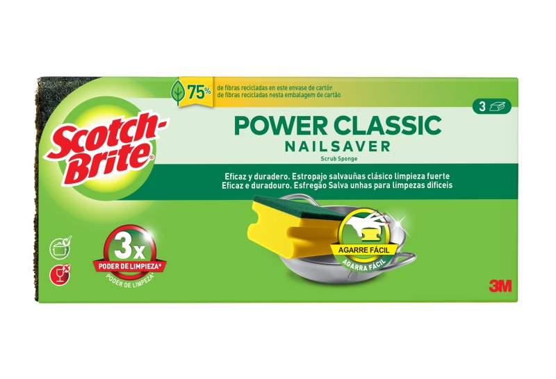 Scotch-Brite Classic Pack de 3 Estropajos de Cocina - Proteccion para los Dedos - Color Amarillo Scotch-Brite Classic Pack de 3 Estropajos de Cocina - Proteccion para los Dedos - Color Amarillo