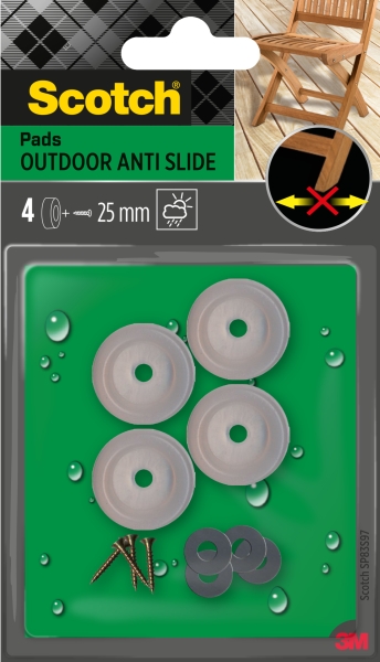 Scotch Pack de 4 Almohadillas Antideslizantes para Artornillar - Uso en Exterior - 25mm - Color Transparente Scotch Pack de 4 Almohadillas Antideslizantes para Artornillar - Uso en Exterior - 25mm - Color Transparente