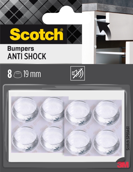 Scotch Pack de 8 Topes Adhesivos para Muebles - Antichoque - Diametro de 19mm - Color Transparente Scotch Pack de 8 Topes Adhesivos para Muebles - Antichoque - Diametro de 19mm - Color Transparente