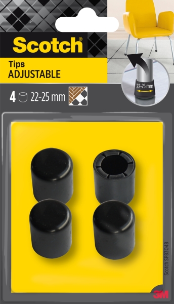 Scotch Pack de 4 Conteras Ajustables - Diametro de 22-25mm - Color Negro Scotch Pack de 4 Conteras Ajustables - Diametro de 22-25mm - Color Negro