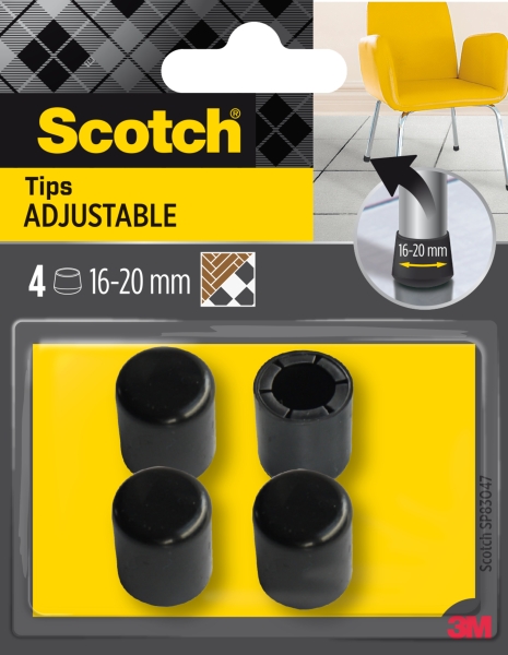 Scotch Pack de 4 Conteras Ajustables - Diametro de 16-20mm - Color Negro Scotch Pack de 4 Conteras Ajustables - Diametro de 16-20mm - Color Negro