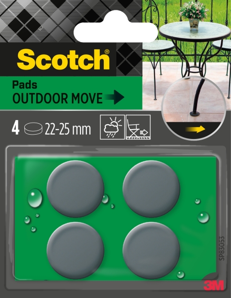 Scotch Pack de 4 Patines Deslizantes Adhesivos - Uso en Exterior - Diametro de 22-25mm - Color Gris Scotch Pack de 4 Patines Deslizantes Adhesivos - Uso en Exterior - Diametro de 22-25mm - Color Gris