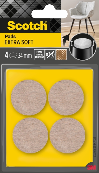 Scotch Pack de 4 Almohadillas de Fieltro Adhesivas - Extra Suaves - Diametro de 34mm - Color Beige Scotch Pack de 4 Almohadillas de Fieltro Adhesivas - Extra Suaves - Diametro de 34mm - Color Beige