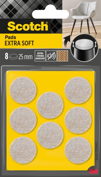 Scotch Pack de 8 Almohadillas de Fieltro Adhesivas - Extra Suaves - Diametro de 25mm - Color Beige Scotch Pack de 8 Almohadillas de Fieltro Adhesivas - Extra Suaves - Diametro de 25mm - Color Beige