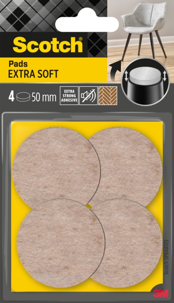 Scotch Pack de 4 Almohadillas de Fieltro Adhesivas - Extra Suaves - Diametro de 50mm - Color Beige Scotch Pack de 4 Almohadillas de Fieltro Adhesivas - Extra Suaves - Diametro de 50mm - Color Beige