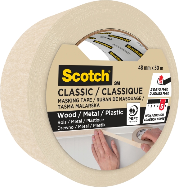 Scotch Classic Cinta de Enmascarar - 48mm x 50m - 70% PEFC - Color Blanco Scotch Classic Cinta de Enmascarar - 48mm x 50m - 70% PEFC - Color Blanco
