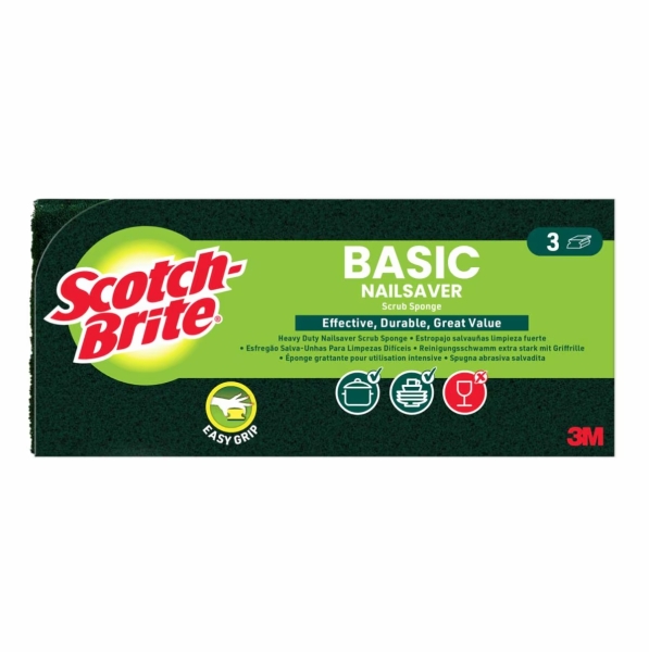 Scotch-Brite Basic Pack de 3 Estropajos de Cocina - Proteccion para los Dedos - Color Verde Oscuro Scotch-Brite Basic Pack de 3 Estropajos de Cocina - Proteccion para los Dedos - Color Verde Oscuro