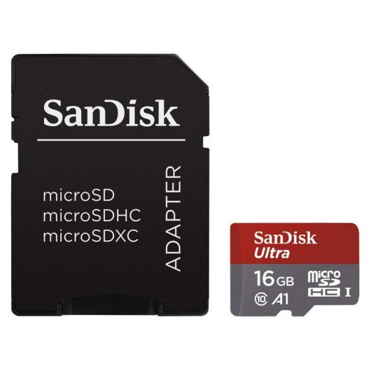 Sandisk Ultra Tarjeta Micro SDHC 16GB UHS-I Clase 10 + Adaptador SD