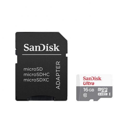 Sandisk Ultra Tarjeta Micro SDHC 16GB UHS-I Clase 10 80MB/s + Adaptador SD