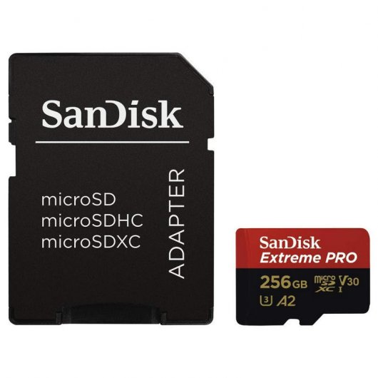 Sandisk Extreme Pro Tarjeta SDXC 256GB U3 V30 A2 Clase 10 170MB/s + Adaptador SD