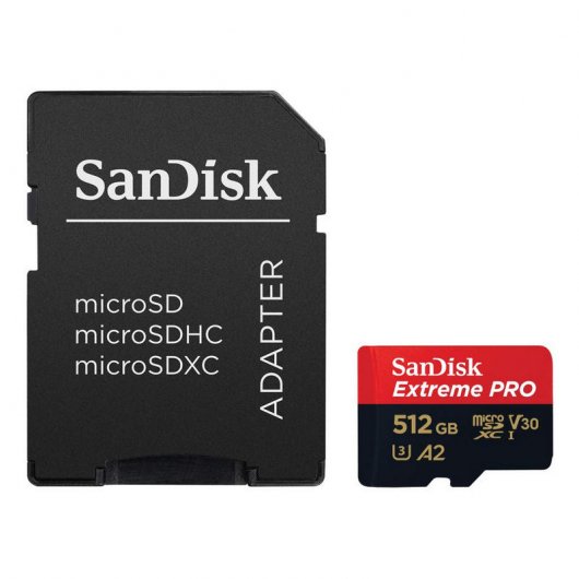 Sandisk Extreme Pro Tarjeta SDXC 512GB U3 V30 A2 Clase 10 170MB/s + Adaptador SD