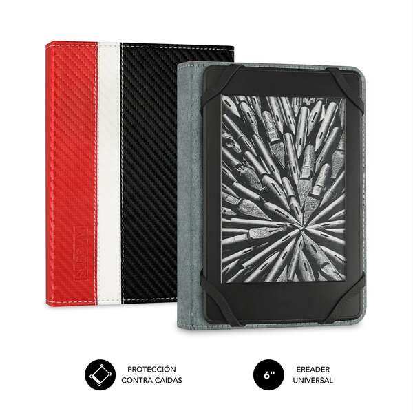 Subblim Funda Ereader 6\" Proteccion Ligera - Combinacion de Colores Elegante - Resistente Fibra de Carbono - Interior Aterciopelado - Lectura Comoda - Sujecion de Silicona - sin Daños en Pantalla - Cierre Elastico
