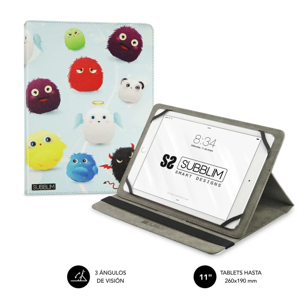 Subblim Funda Tablet Universal Trendy 9.6\" a 11\" - Posicion Stand con 2 Angulos de Vision - Soporte Antideslizante - Colores Varios