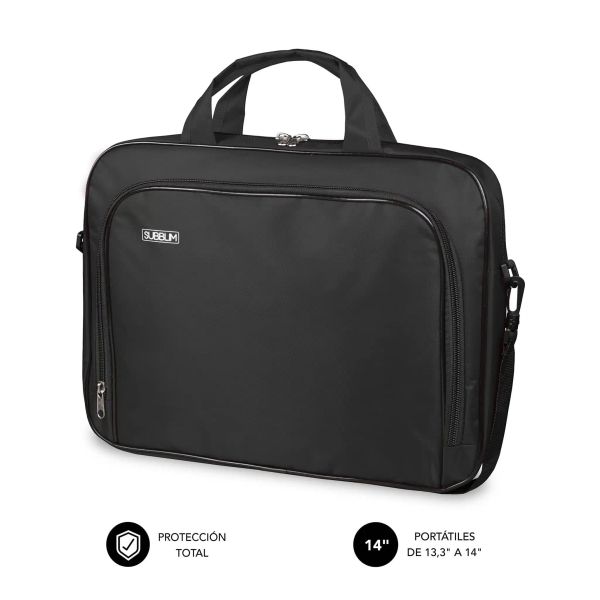 Subblim Estuche Oxford Portátil 13.3\" a 14\" - Protección reforzada - Correas Ajustables - Bolsillo Exterior - Color Negro